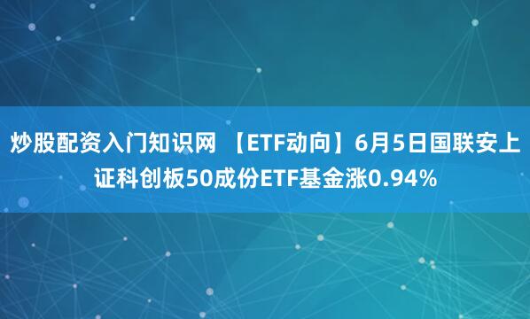 炒股配资入门知识网 【ETF动向】6月5日国联安上证科创板50成份ETF基金涨0.94%