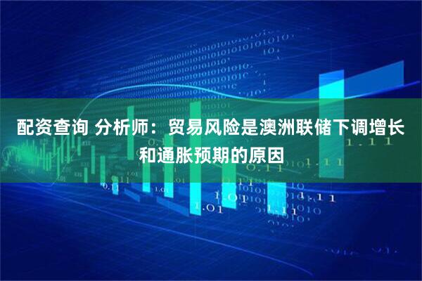 配资查询 分析师：贸易风险是澳洲联储下调增长和通胀预期的原因